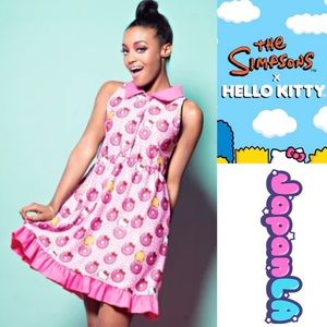“The Simpsons x Hello Kitty" Sprinkle Donuts Ruffle Collar Dress*NWT
